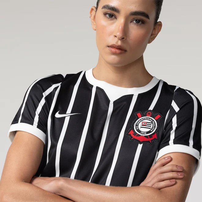 Camisa Corinthians II 26/27 Feminina Torcedor - Branco+Preto