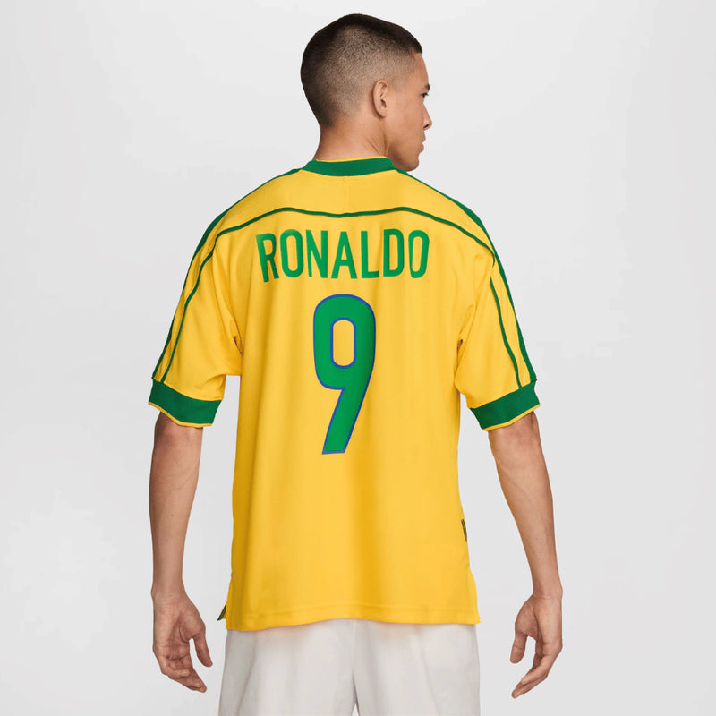 Camisa Retrô 1998 Ronaldo Seleção Brasileira I Nike Masculina - Amarelaa