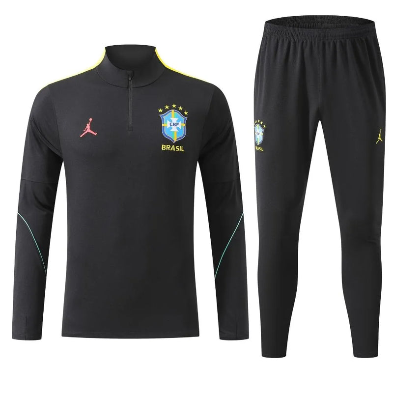 Conjunto Agasalho Seleção Brasileira Jaqueta e Calça Preta Jordan 2026