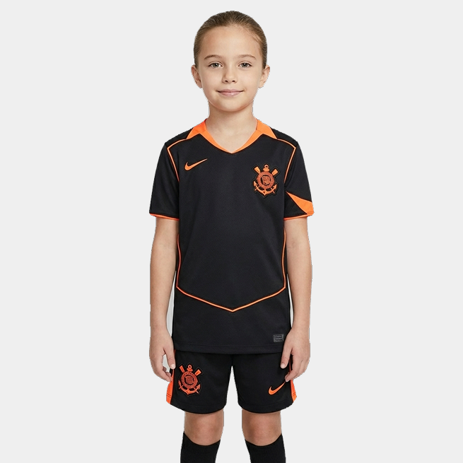 Conjunto Infantil Corinthians III 25/26 Total 90 Torcedor - Preto+Laranja